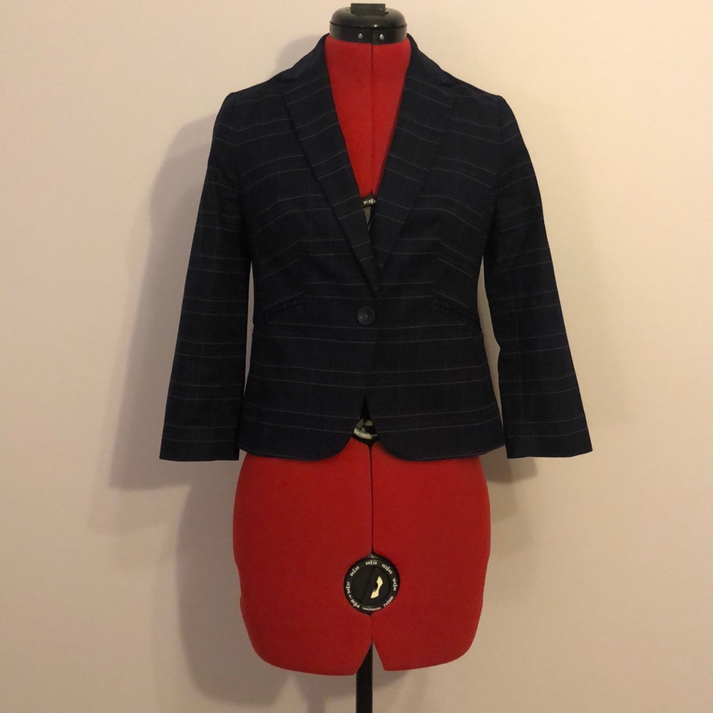 Navy Blazer w/ Maroon and White Stripes